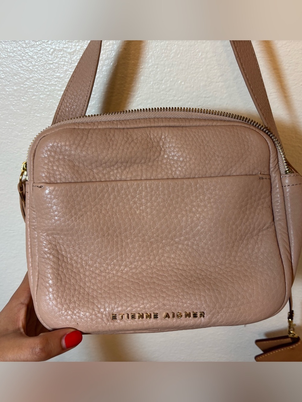 Etienne Aigner beige cream Pebbled Leather Crossbody - Picture 3 of 9